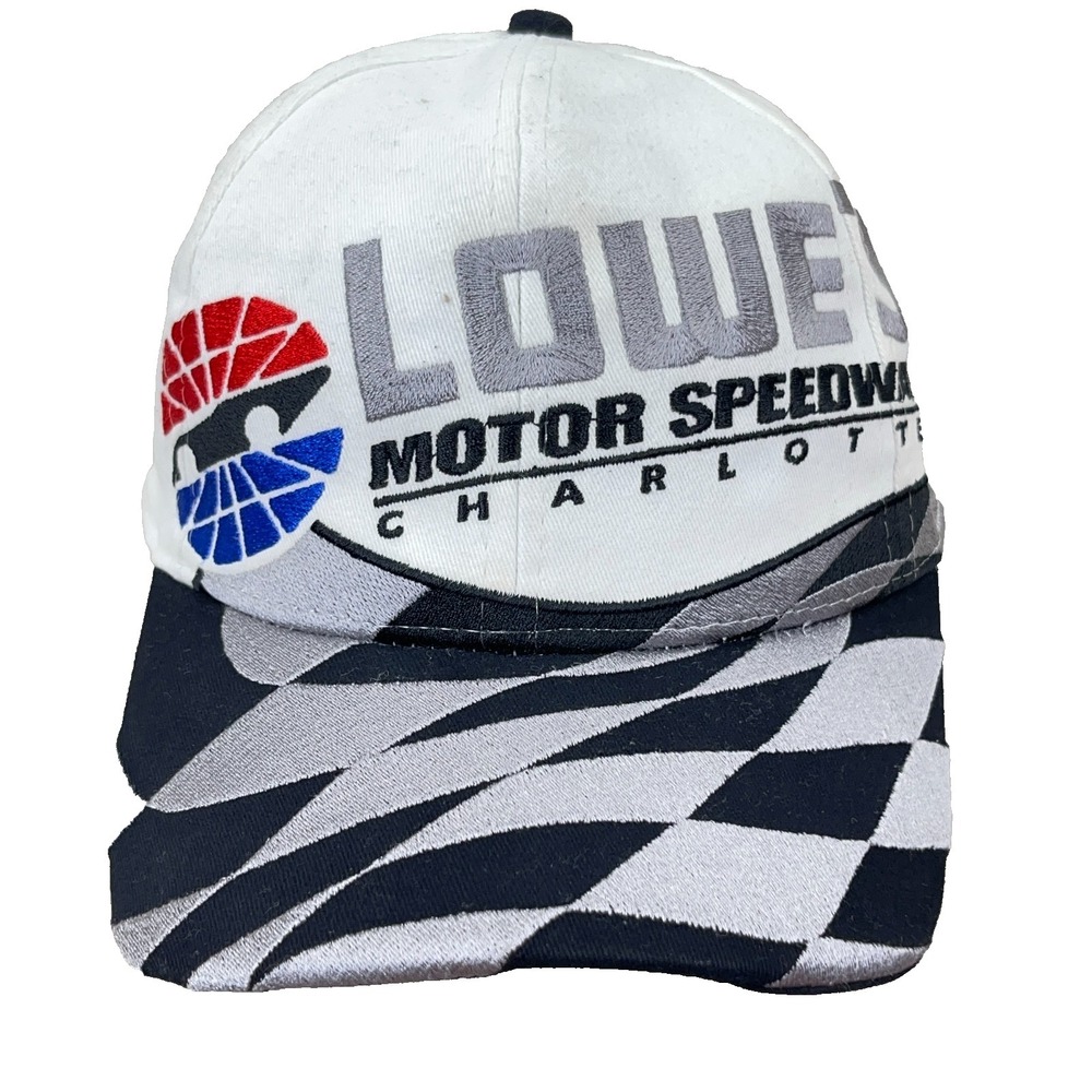 Vintage Charolette Motor Speedway Hat Cap Snapback Big Logo Flag Nascar Lowes